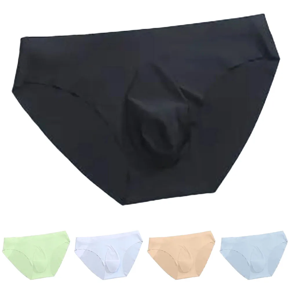 

Men's Ice Silk Seamless Briefs Summer New Ultra-thin Panty Transparent Sexy Quick-drying Trendy Breathable Underwear Panties