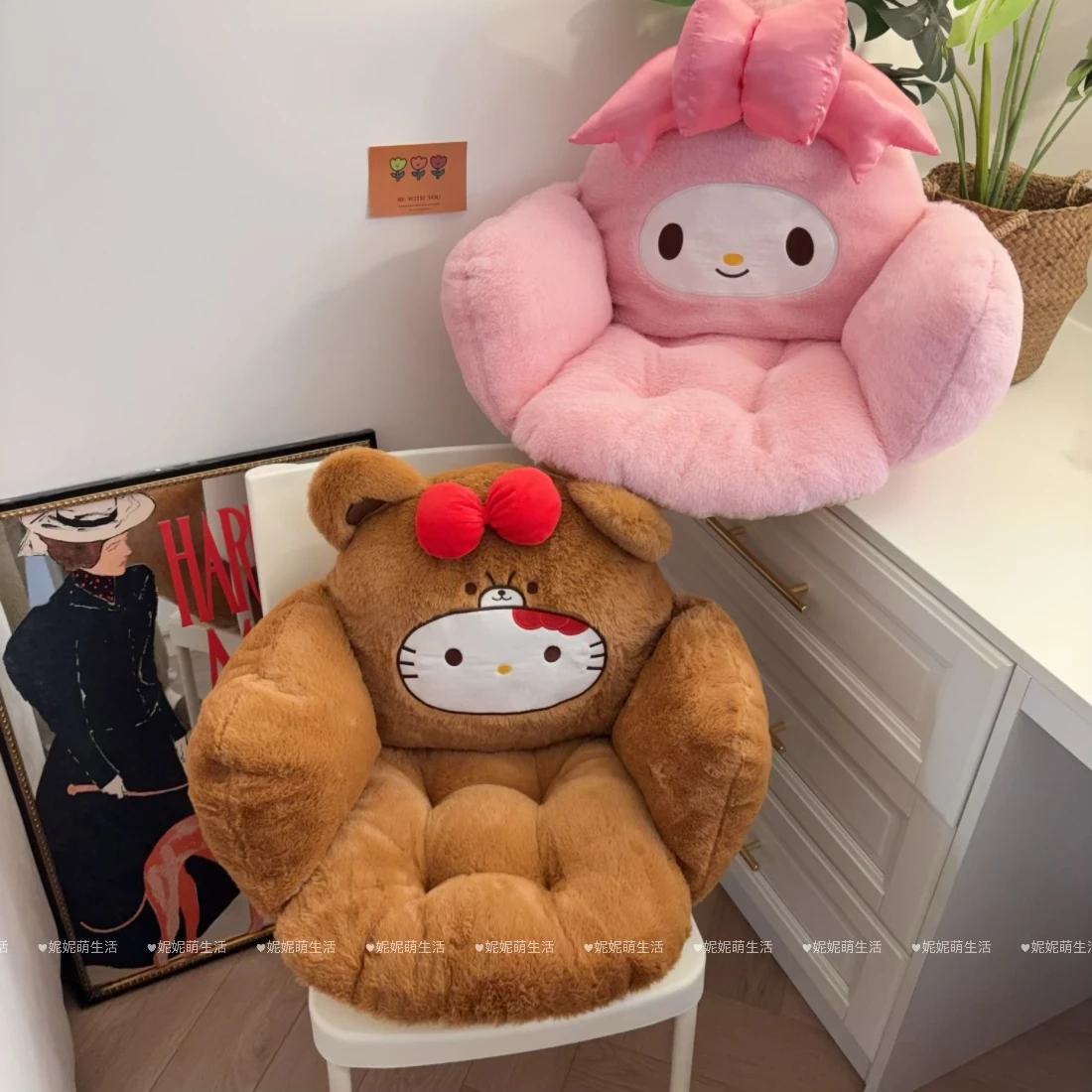 CUte Sanrio Winter Warm Hello Kitty My Melody Pluche Stoelkussen Zacht Cartoon Zitkussen Zitkussen Schattig Bureaustoelkussen