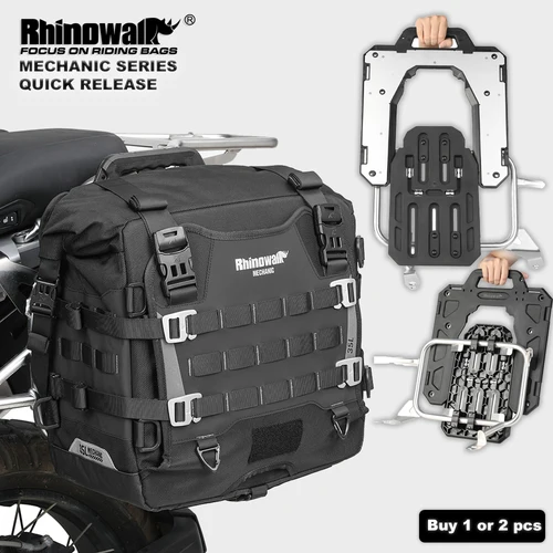 Imagen 1 del producto Rhinowalk-Bolsa lateral para motocicleta mecánica, de liberación rápida, resistente al agua, 35L, gran capacidad, antirrobo, con orificio de bloqueo, alforja Molle