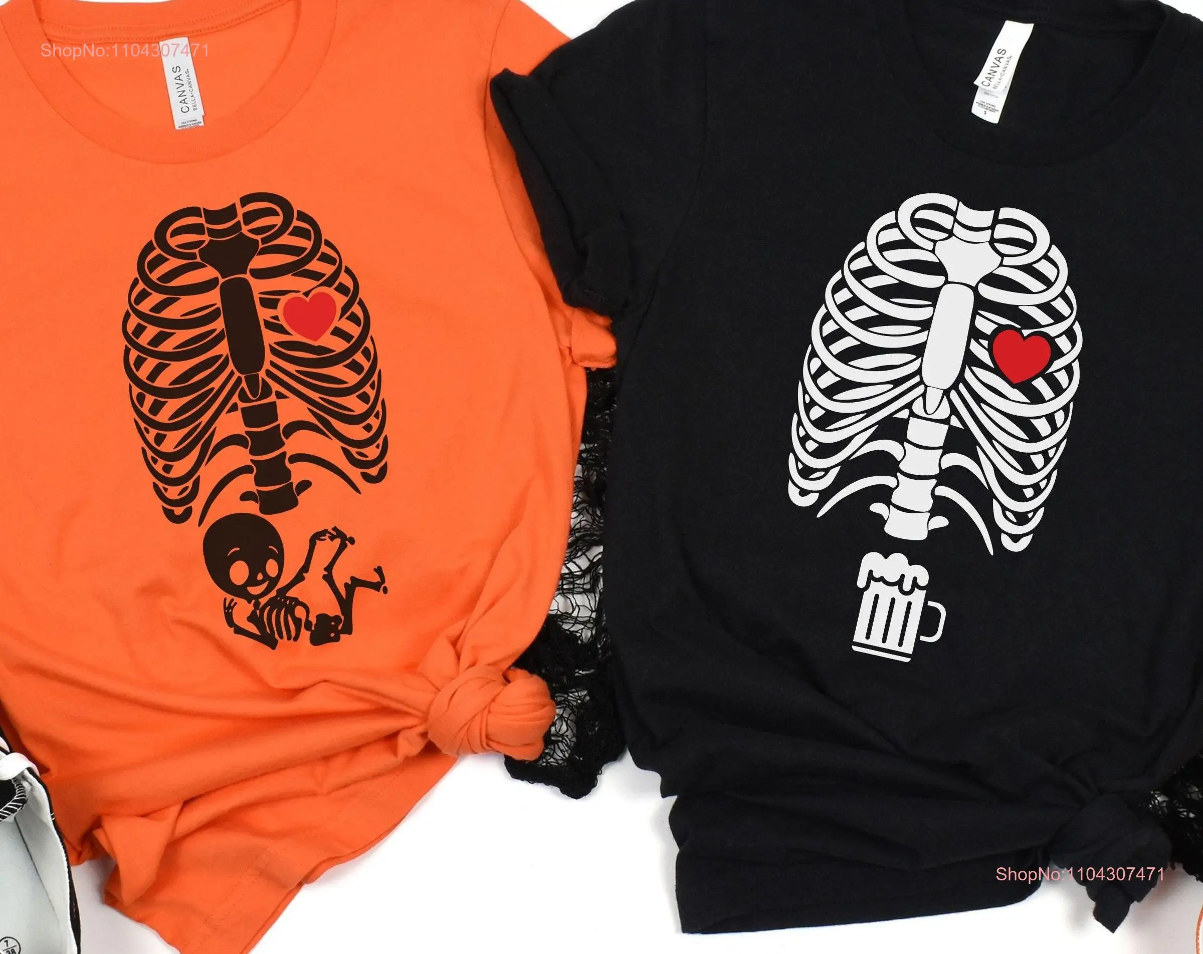 Zwangerschap onthullen T-shirt skelet moederschap grappige baby aankondiging Halloween zwangere paar kostuums nieuwe moeder vader
