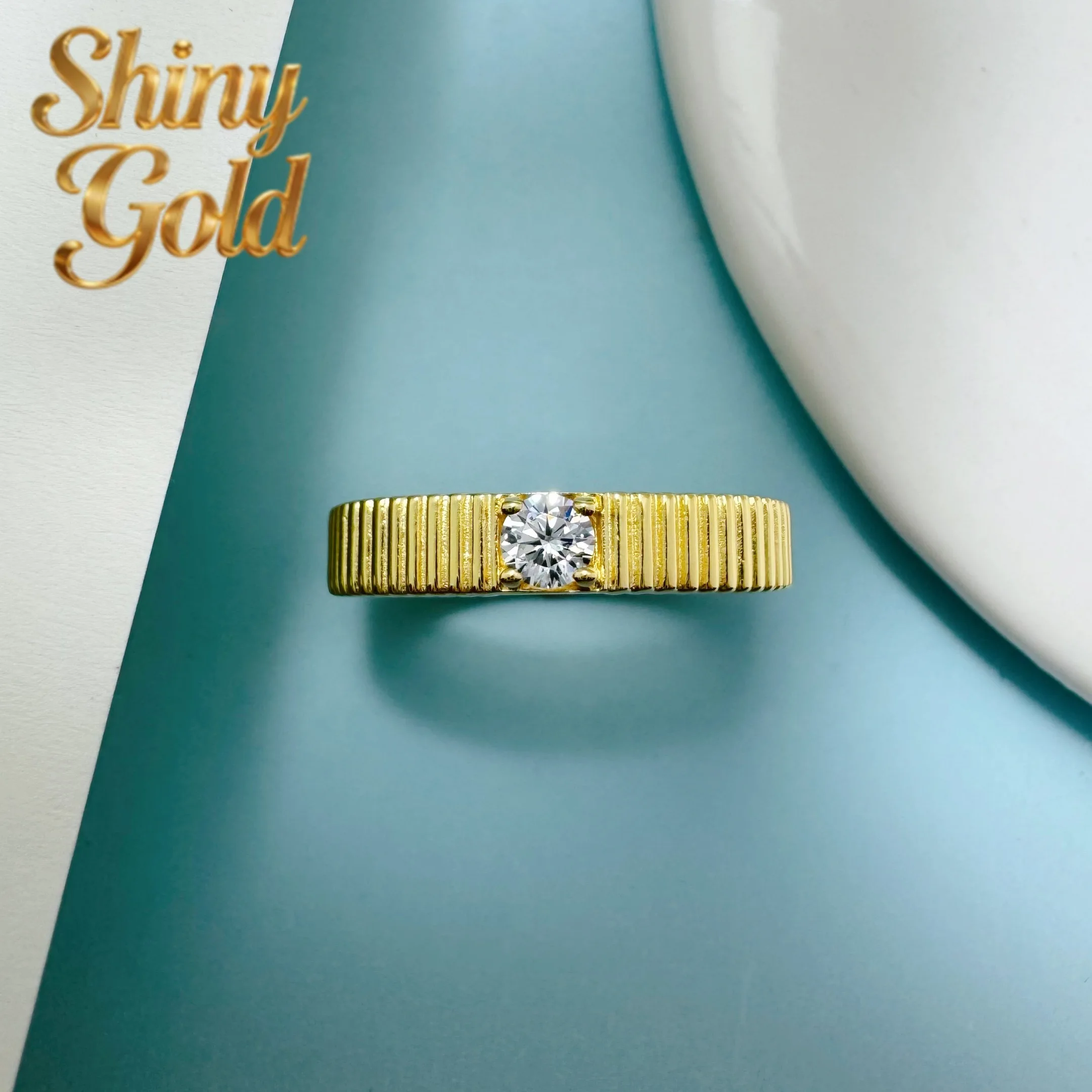 

ShinyGold 0.2Ct 3.5mm D VVS1 Moissanite Diamond Ring For Women 925 Sterling Silver Jewelry Elegant Wedding Band R230