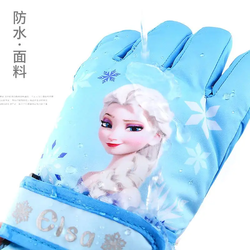 Anime randapparatuur Disney Frozen cartoon schattige winter warme waterdichte handschoenen Prinses Elsa meisje fleece verdikte vijf vingers