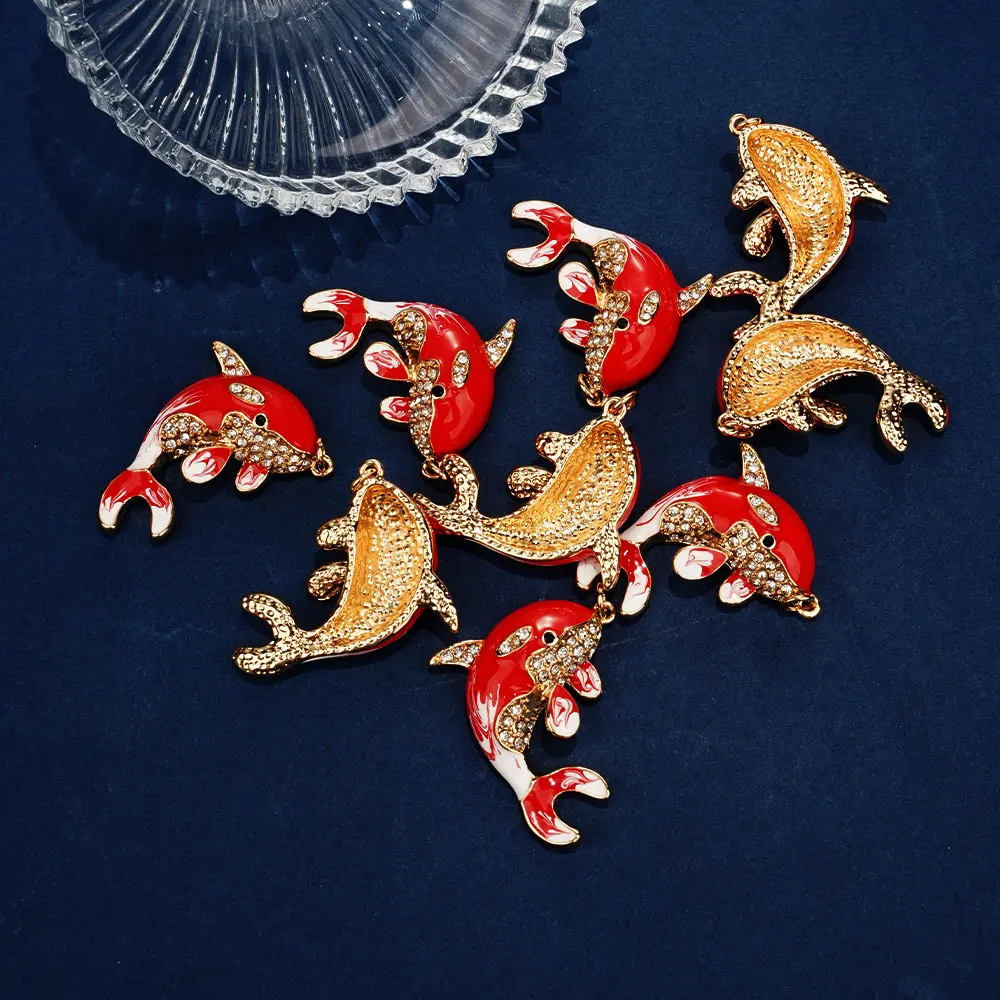 8 pieces DIY Fish Charms Red Koi For Jewelry Making Supplies DIY Necklace Keychain Bracelets Pendant Charm Accessories