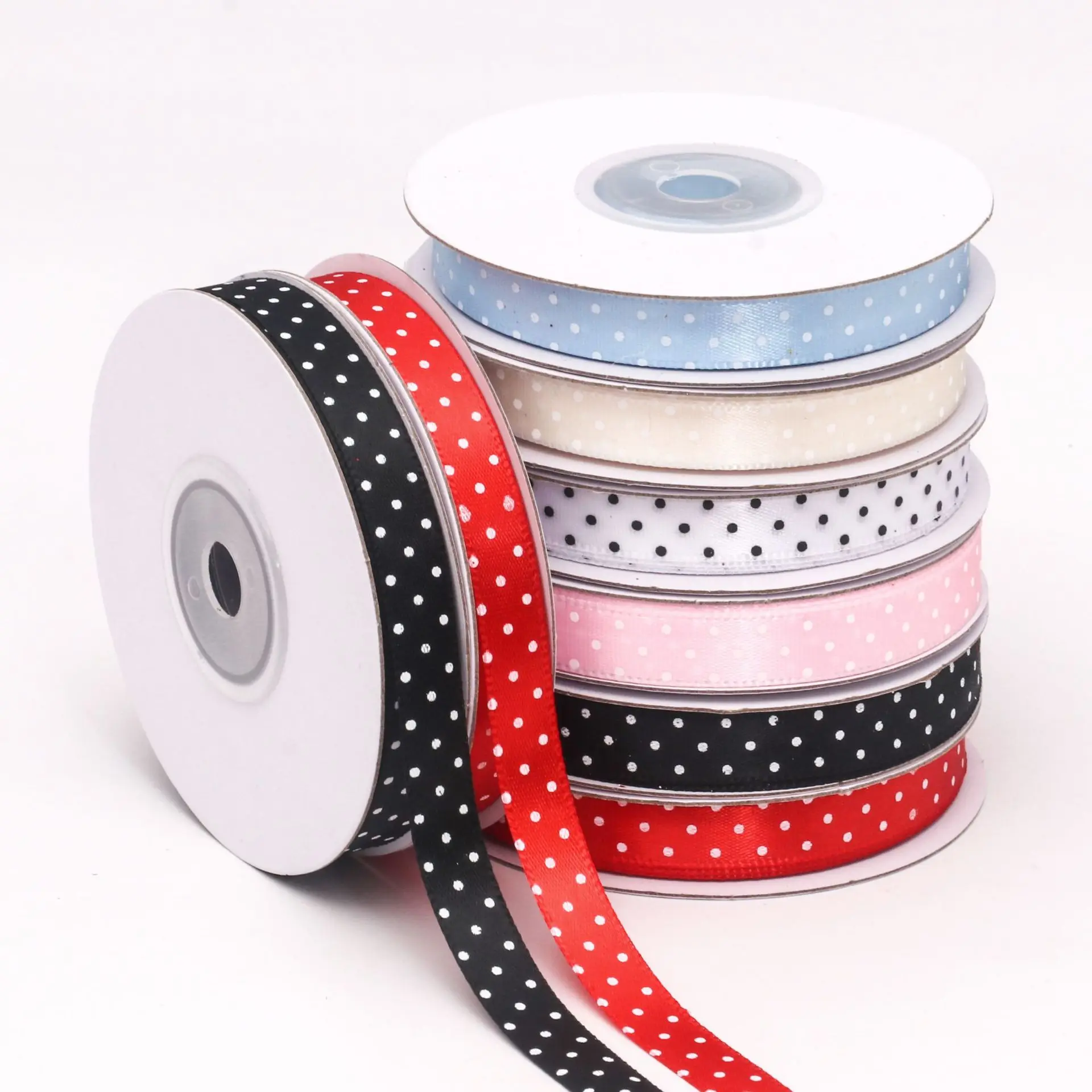 

100Yards/Roll Polyester Ribbon 10MM Widths For DIY Crafts Packaging Gift Bouquet Decorative Polka Dot Ribbon