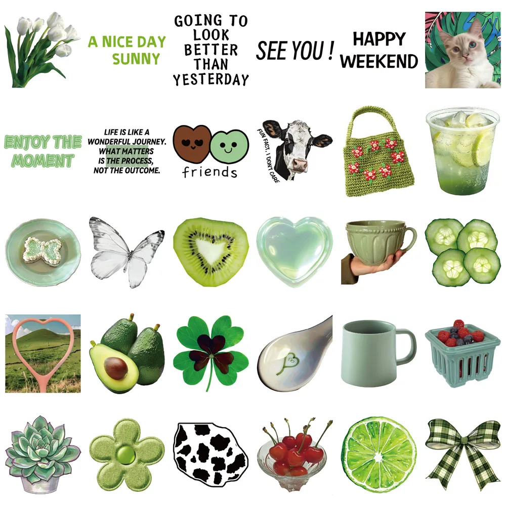 30PCS Creative Green Iced Tea Stickers Handmade Account Decoration DIY Phone Case Water Cup Notebook Personalized Stickers