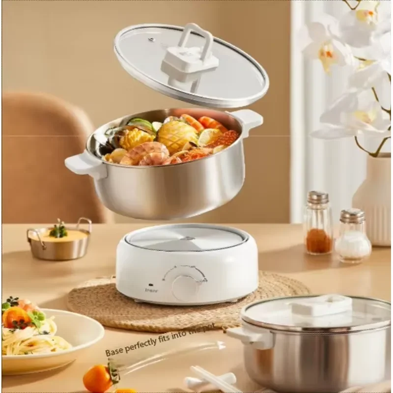 2L Electric Hot Pot with Steamer Basket Multifunctional Split Cooking Appliance for Home Kitchen Smart Non Stick Boiler