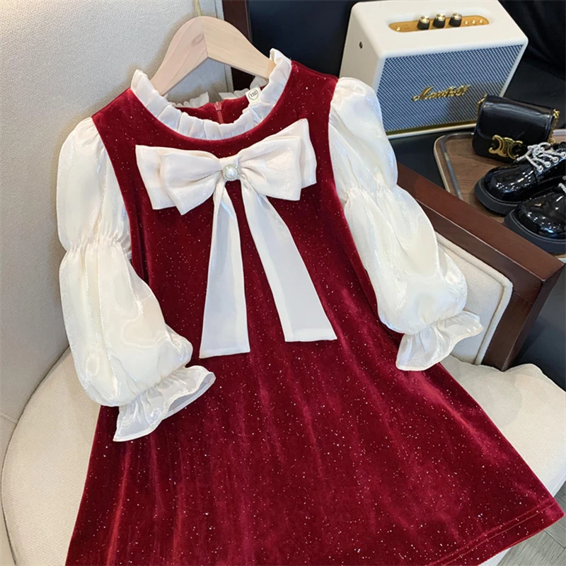 Robes de printemps et d'automne en velours pour filles, vêtements pour enfants, adolescents, Preppy scolaire, en coton, pour bébés de 8, 10 et 12 ans