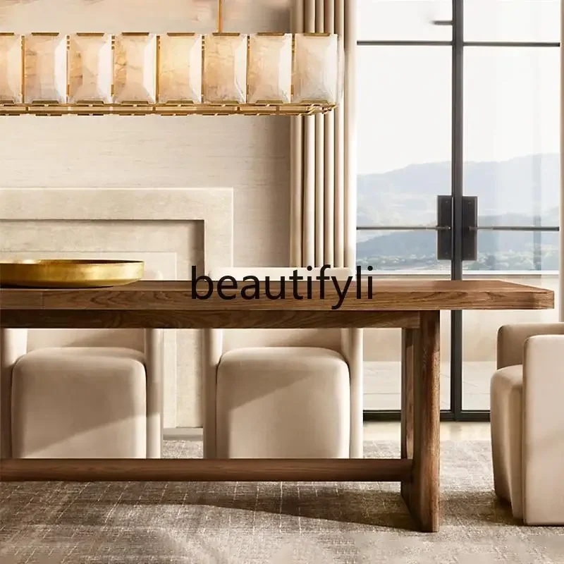 

YH03 Rectangle walnut designer long table simple office conference table antique restaurant table