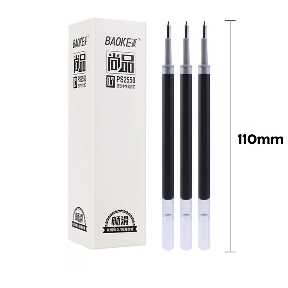 

Push Type Gel Pen Refills 0.7mm Bullet Nib Black/Navy Blue The Writing Is Smooth Continuous ink Office Stationery 6pcs/lot