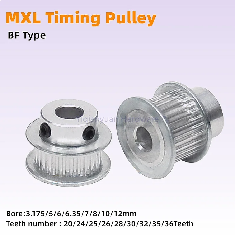 Yiqianyuan MXL Timing Pulley BF Type 20-36 Teeth 3-12mm Bore 7-11mm Width Synchronous Wheel Aluminum Alloy