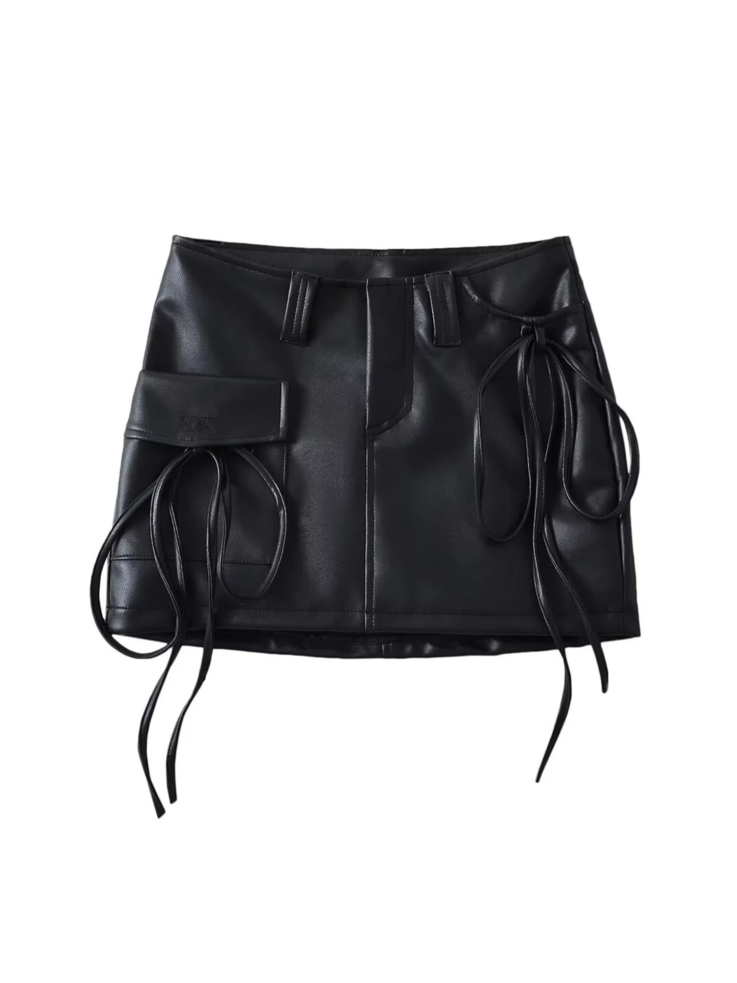 Mini jupe Cargo gothique noire en cuir pour femmes, jupe courte Vintage, Style coréen Harajuku Y2k, jupe trapèze, vêtements d'été des années 2000, 2026