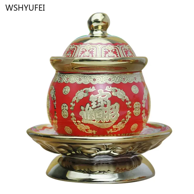 

Ceramic God of Wealth Offers Cups, Wine Buddha Utensils, Lotus Cup Buddha Hall Decoration feng shui Buddhism