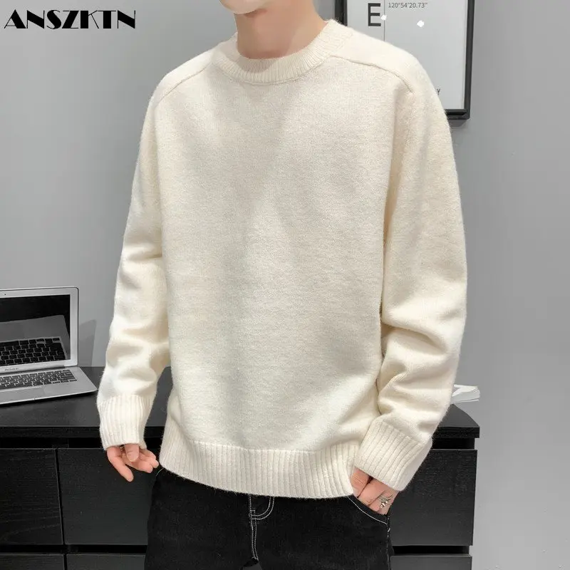 

ANSZKTN Spring and autumn new casual crewneck trend personality handsome men's sweater knit