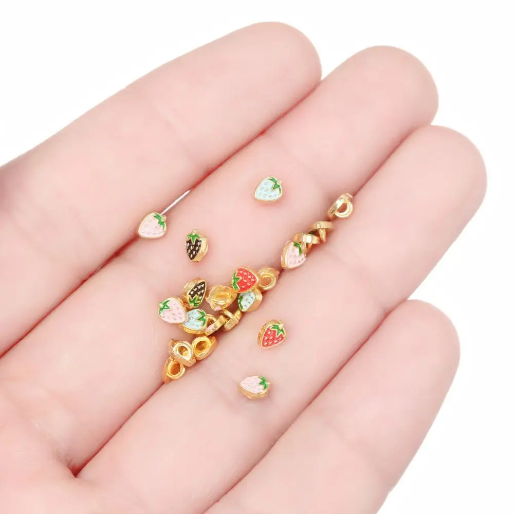 20/40Pcs Mini Button Buckle DIY Doll Clothes 5mm Metal Strawberry Decoration Buckles for 1/6 Doll Clothing Sewing Accessories