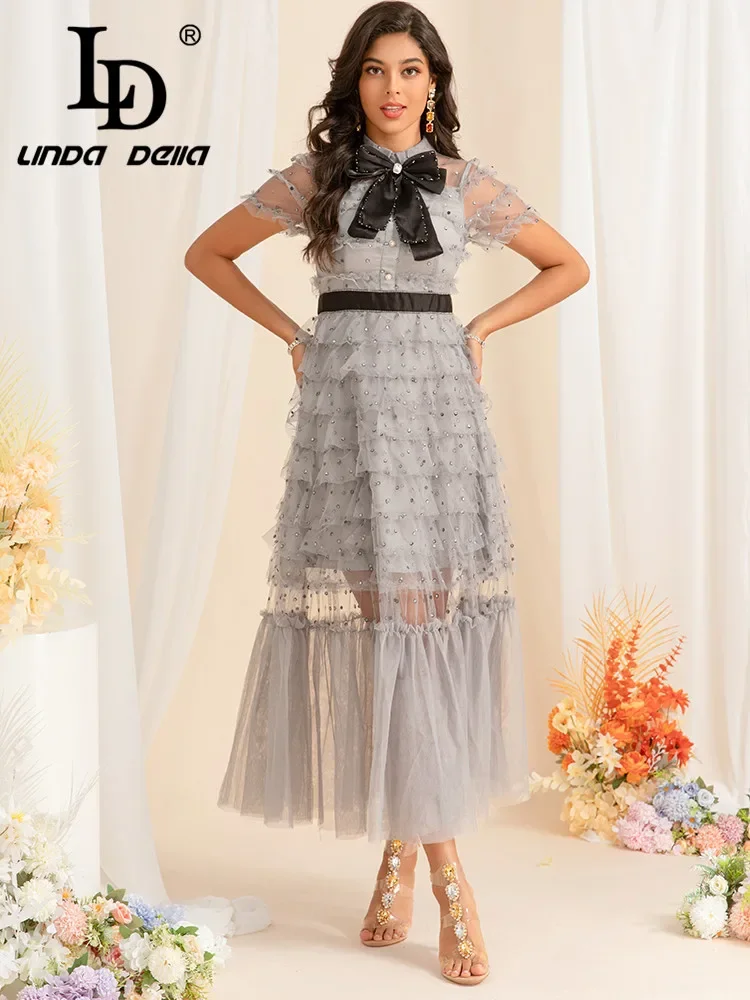 LD LINDA DELLA Europe and The United States All Casual Women's Summer Style French High-grade Sense Pure Elegant Gauze Dress