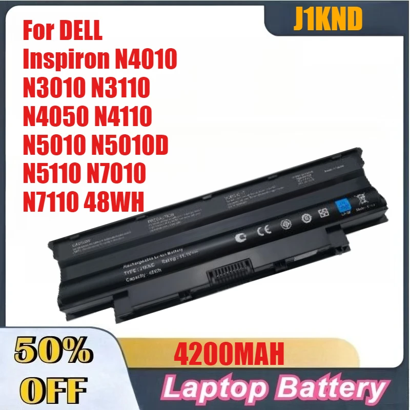4200mah 高品質 J1KND ノートパソコンバッテリー DELL Inspiron N4010 N3010 N3110 N4050 N4110 N5010 N5010D N5110 N7010 N7110 48WH用
