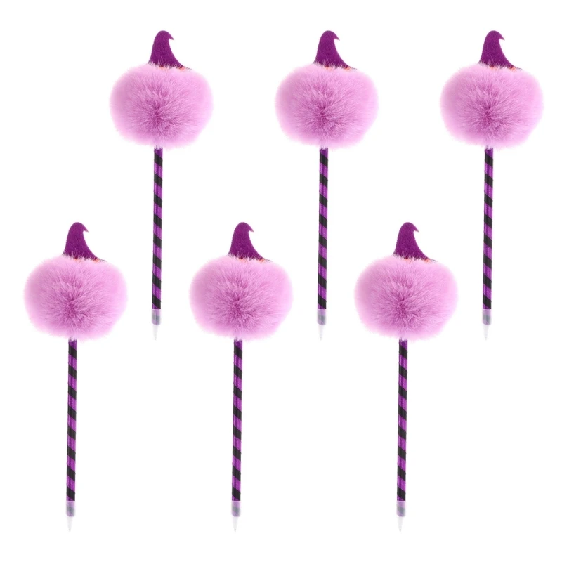 6x/conjunto caneta esferográfica pompons caneta escrita 0.7mm caneta assinatura abóbora caneta óleo caneta