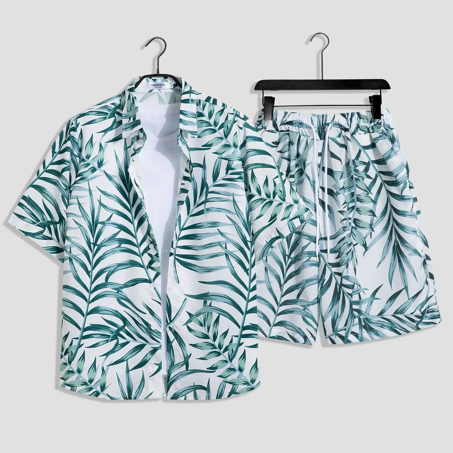 Mens Fashion Print Sets Short Sleeve Shirt+Shorts 2Pcs Suit Loose 2024 Summer Casual Beachwear Male Vacation Hawaiian Outfits