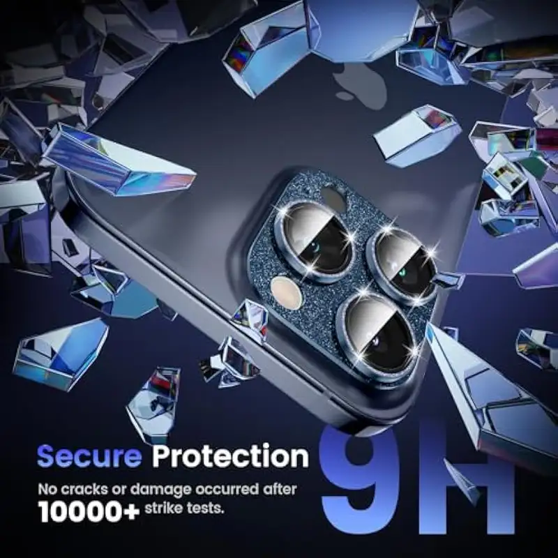 Bling Metal 9H Tempered Glass Camera Protector for iPhone 15 Pro Max Plus 14 Glitter Alloy Shield Lens Rings Cap Full Cover Film - Image 3