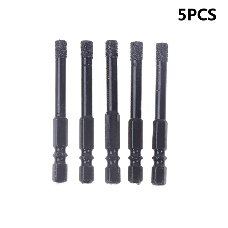 5Pcs 6mm Dry Diamond Drill Bits Set Vacuum Brazed Core Drill Bit Kit Quick Change Hex Shank For Porcelain Granite Tile Marble