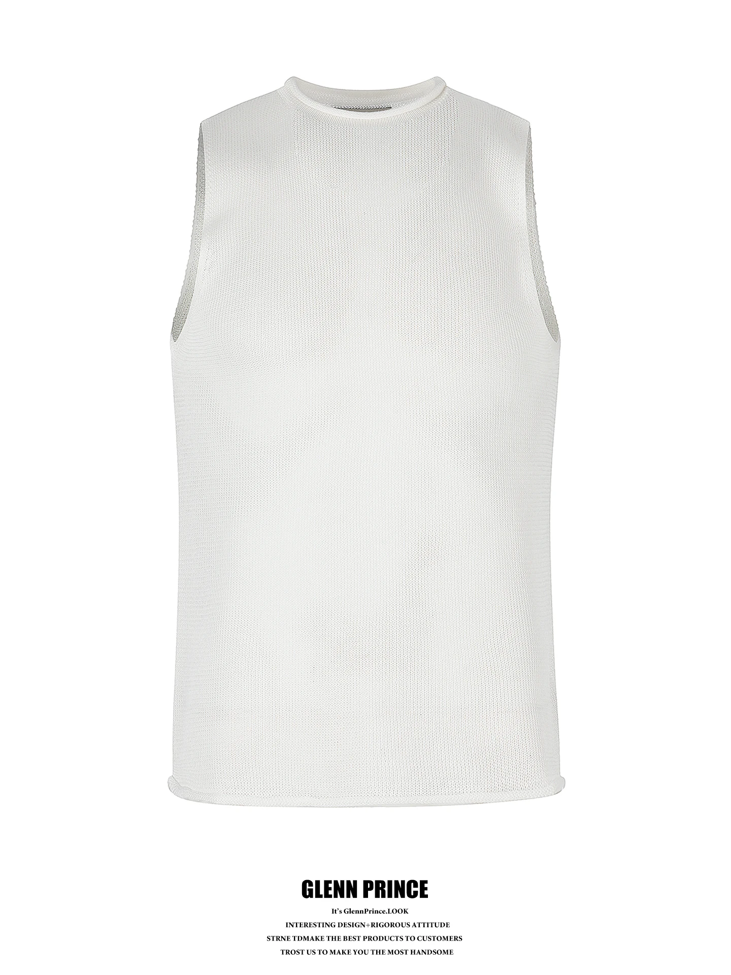 

GPstudio Minimalist Men's Knitted Vest Summer Cool Feeling Sleeveless High Collar Cuffed Base Layer Top Breathable Moisture W...