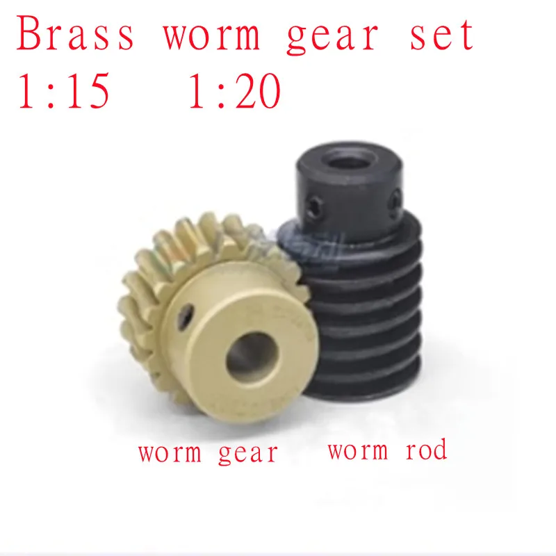 1set 1M brass Worm Gear with rod  drive 1:15 1:20  1:25 1:30 1:40 Speed Ratio 40cr Worm center hole 6/8/10MM