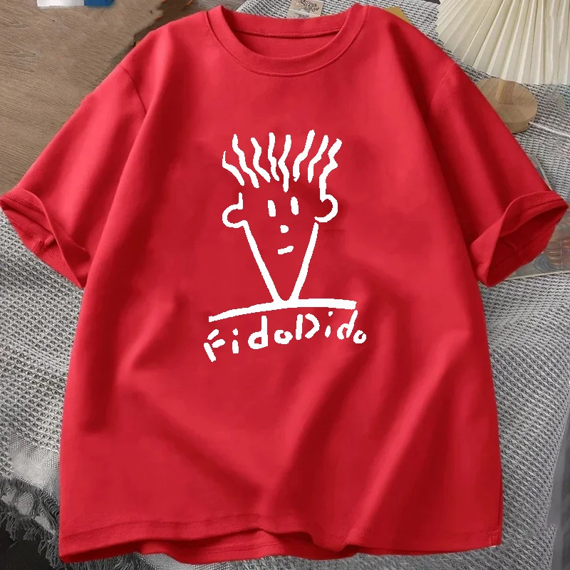 Mężczyzna Czarne Tshirty Letnia Koszulka Fido Dido Face T-Shirt Chłopcy Białe T-Shirty Bluza Odzież Męska Luźny Casual Streetwear