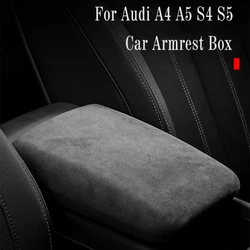Car Armrest Box Leather Protective Cover For Audi A4 A5 S4 S5 B9 8WH Central Control Armrest Decoration Auto Accessories