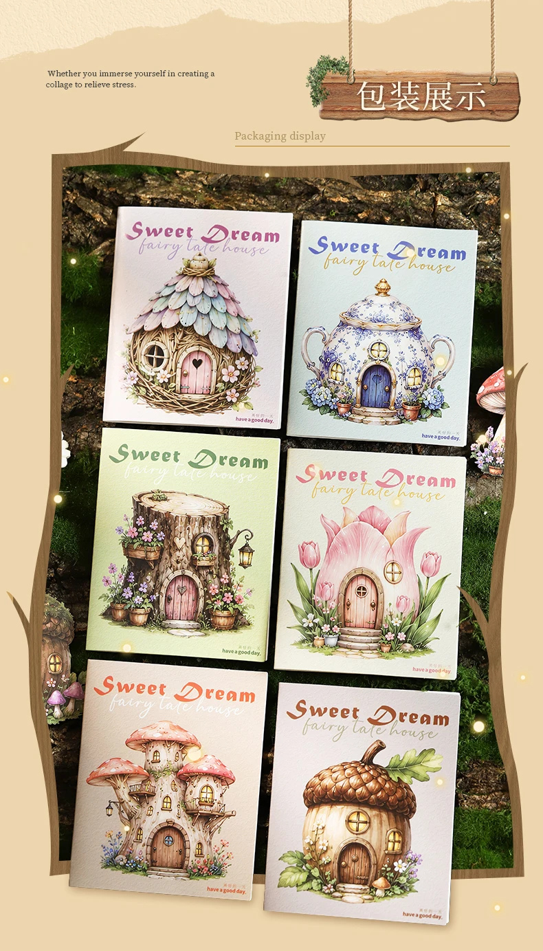 Journal GO 10pcs Fairy Tale Forest House Stickers, Vintage Mushroom Teapot Cottage Decal for Scrapbooking Journaling & Craft DIY