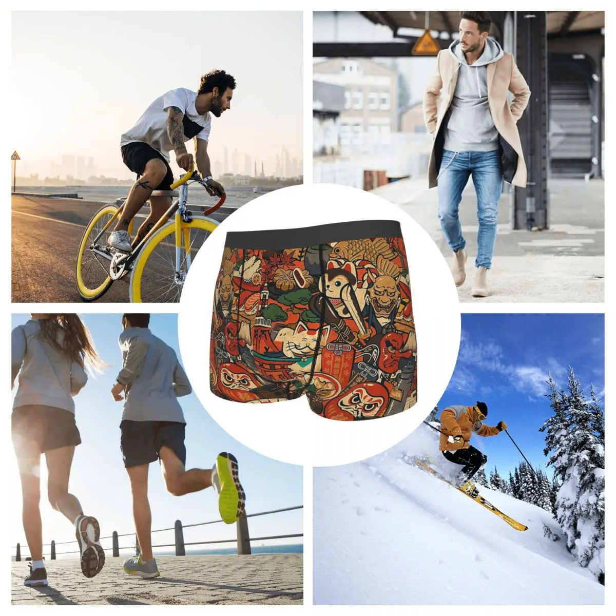 Men Boxer Shorts Panties Japanese Sushi Crabs Daruma Breathbale Underwear Male Novelty Underpants image 5