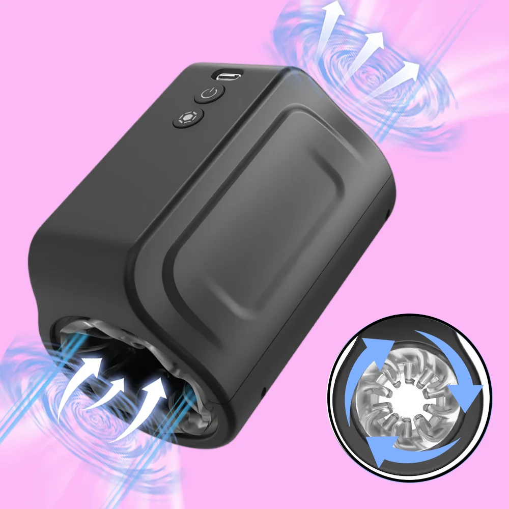 Automatic Rotation Male Masturbator Cup Penis Trainer with 9 Rotating Vibrator Pocket Pussy Stroker Adult Sex Toys Sex Machines