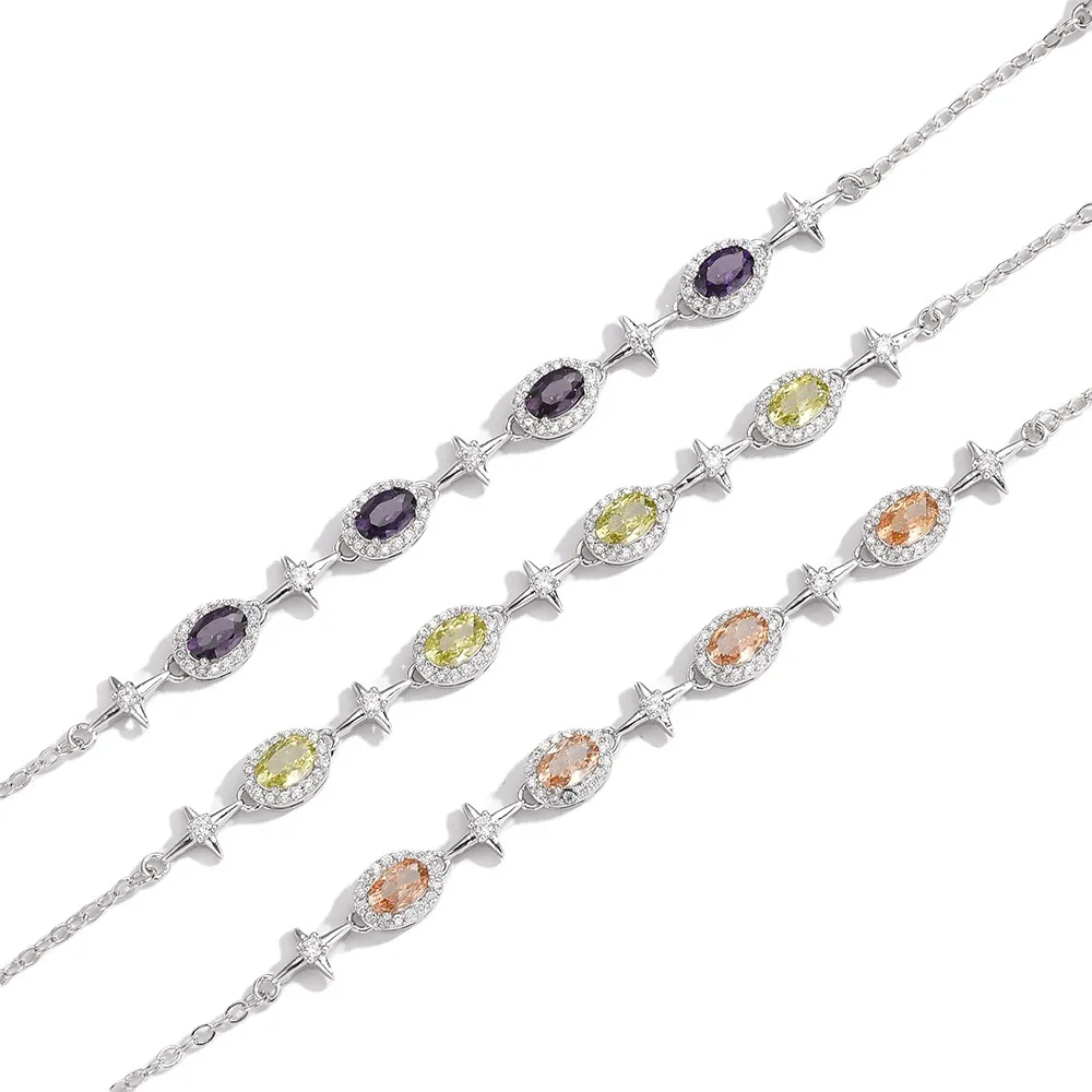 

High-End Versatile Star of David Bangle - Colored Gem & Zircon Patchwork, Luxury Stylish Women's Handpiece