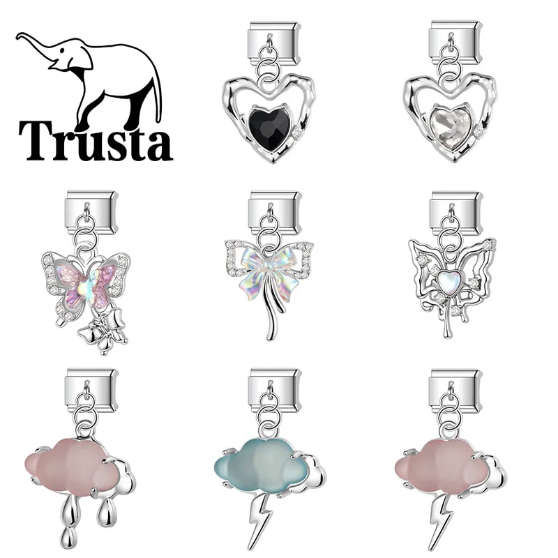 Trusta Delicate cloud Love butterfly Pendant Italian charms bracelet Bangle Accessories 1pc for Women DIY Gifts Wholesale N844