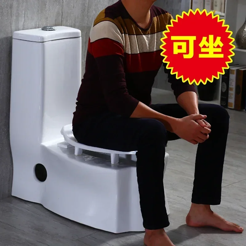 Gold household ceramic squat dual-purpose siphon super-swirl toilet can squat and sit two pairs of toilets.