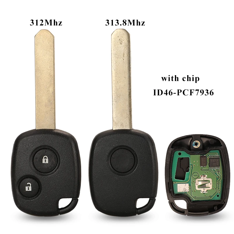 jingyuqin 1/2 BTN FSK 312.12Mhz /313.8MHZ ID46 Chip Remote Car Key Fob For Honda Fit Stepwagon Odyssey -2006