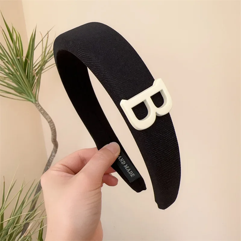 Fluorescent Color Letter B Hairband Wide Headband  Candy Color Sponge Headwear Hair Accessories Korean Fashion Stylish for Women