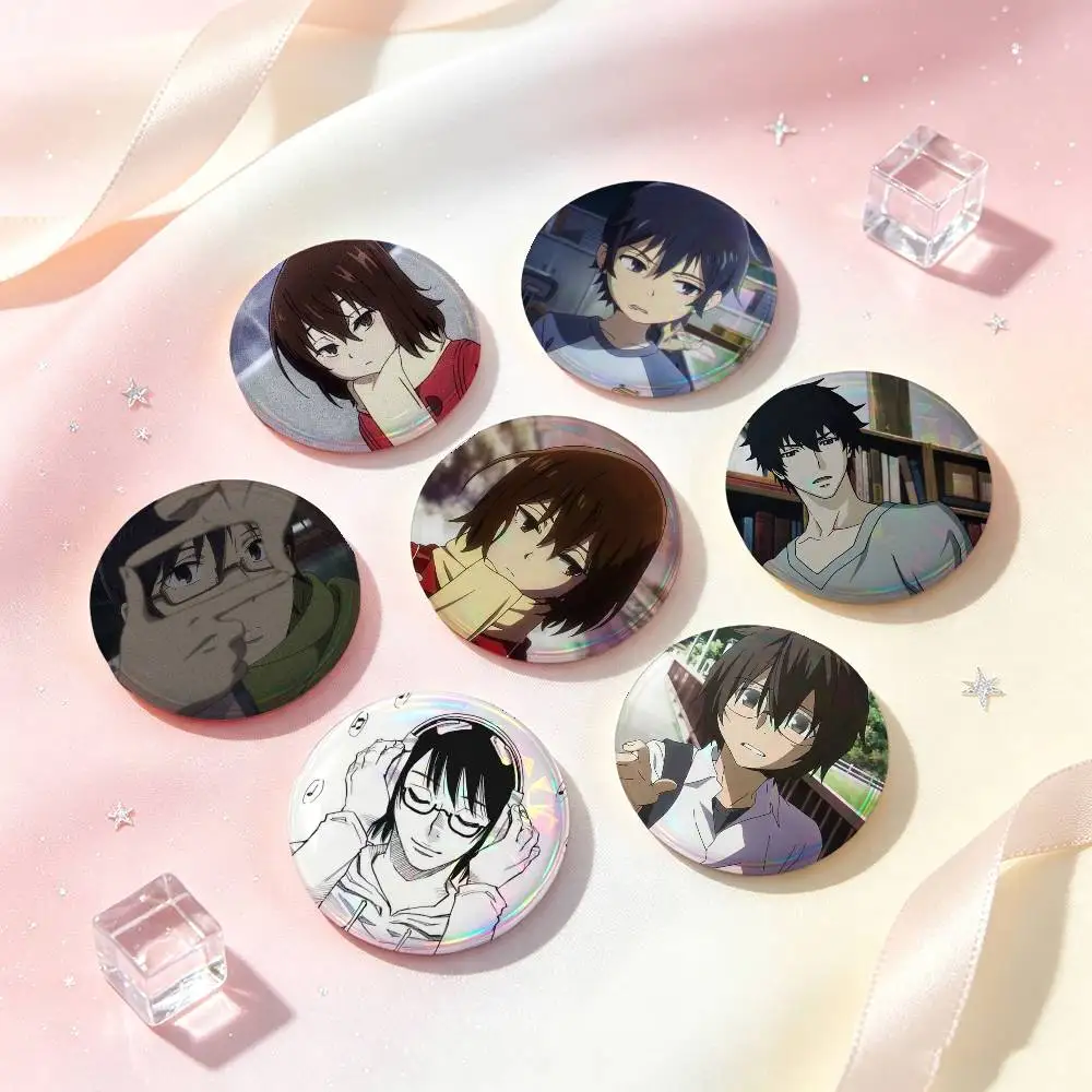 Horror Anime Erased Satoru Kayo Hinazuki Badges 25 32 44 58 75 Mm Round Cosplay Pin Bag Decor Friends Gifts Brooch Souvenir