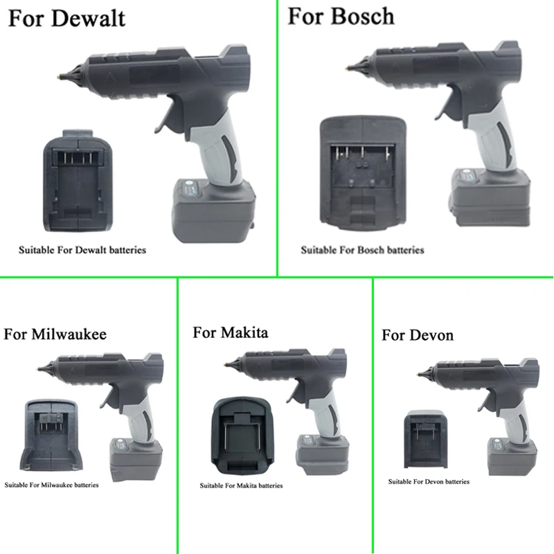 Pistola de pegamento de fusión en caliente inalámbrica para el hogar, barra de pegamento de 11mm para Dewalt, Milwaukee, Makita, Bosch, batería de litio de 18V