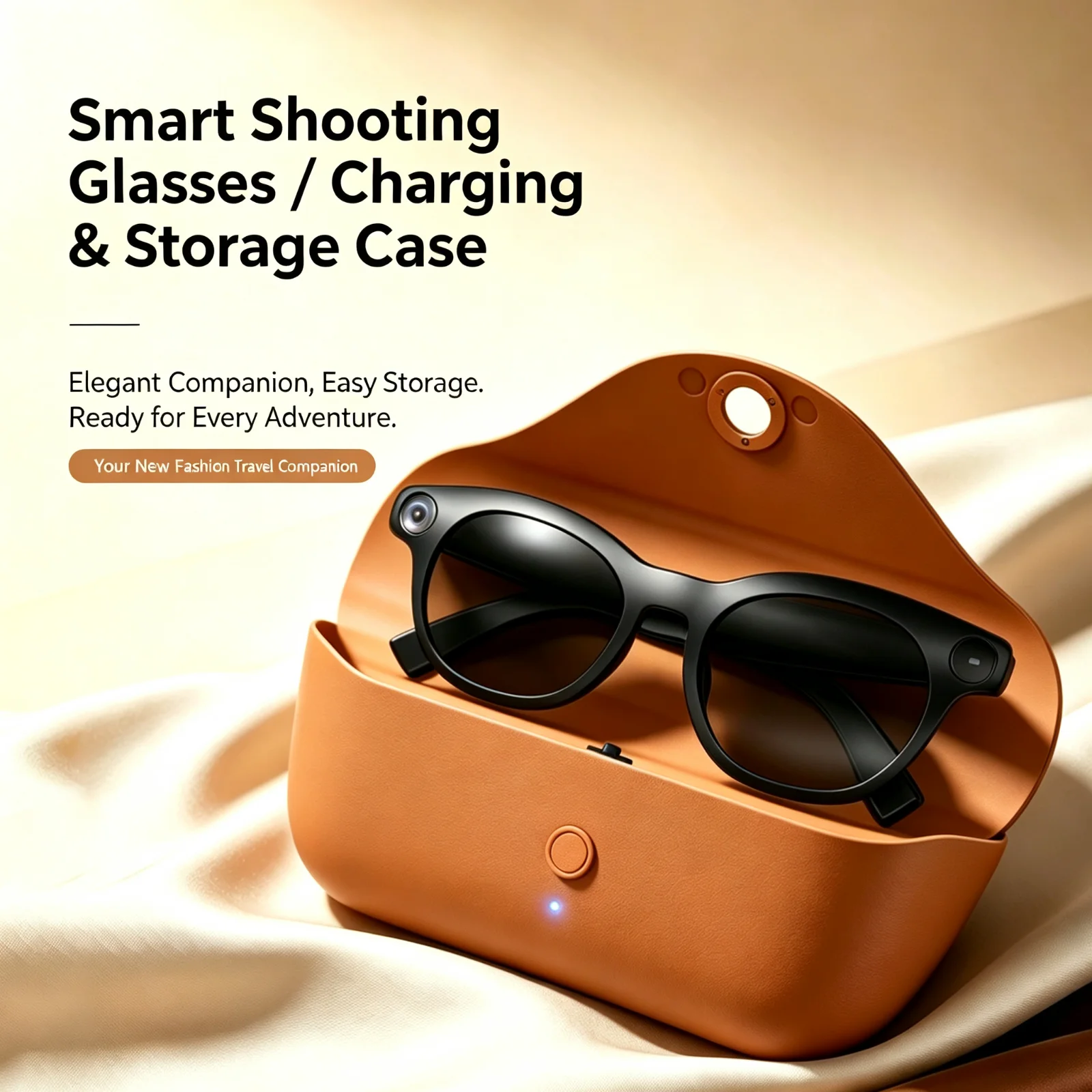 AI Smart Shooting Glasses First‑Person View Video Record Voice Assistant Multilingual Translation with 2000mAh Charging Case