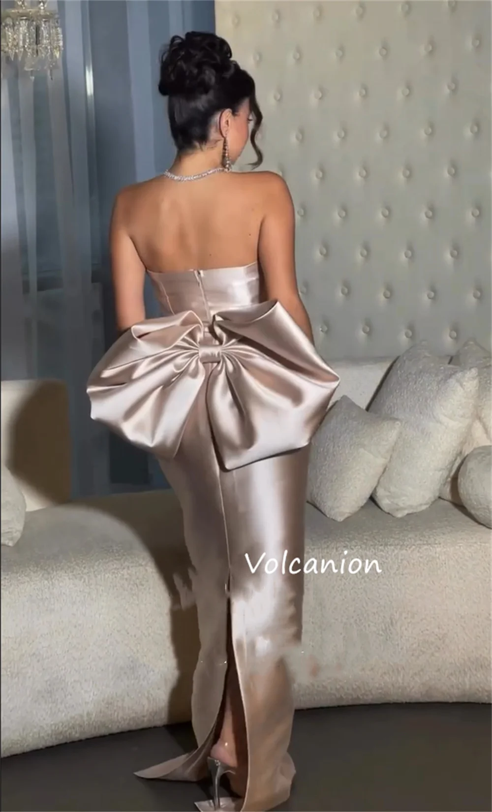 Robes longues droites sans bretelles avec nœud Charmeuse de Style chinois personnalisé, sur mesure, pour occasions, fête, haute qualité