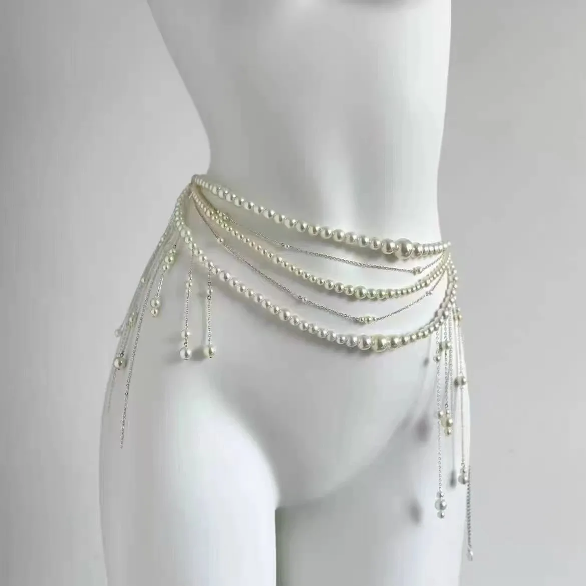 Super Fairy High-End Pearl Jewelry All- Match Elegant Niche Multi-layer Waist Chain Tassel Flower Women's Fashionable Waist