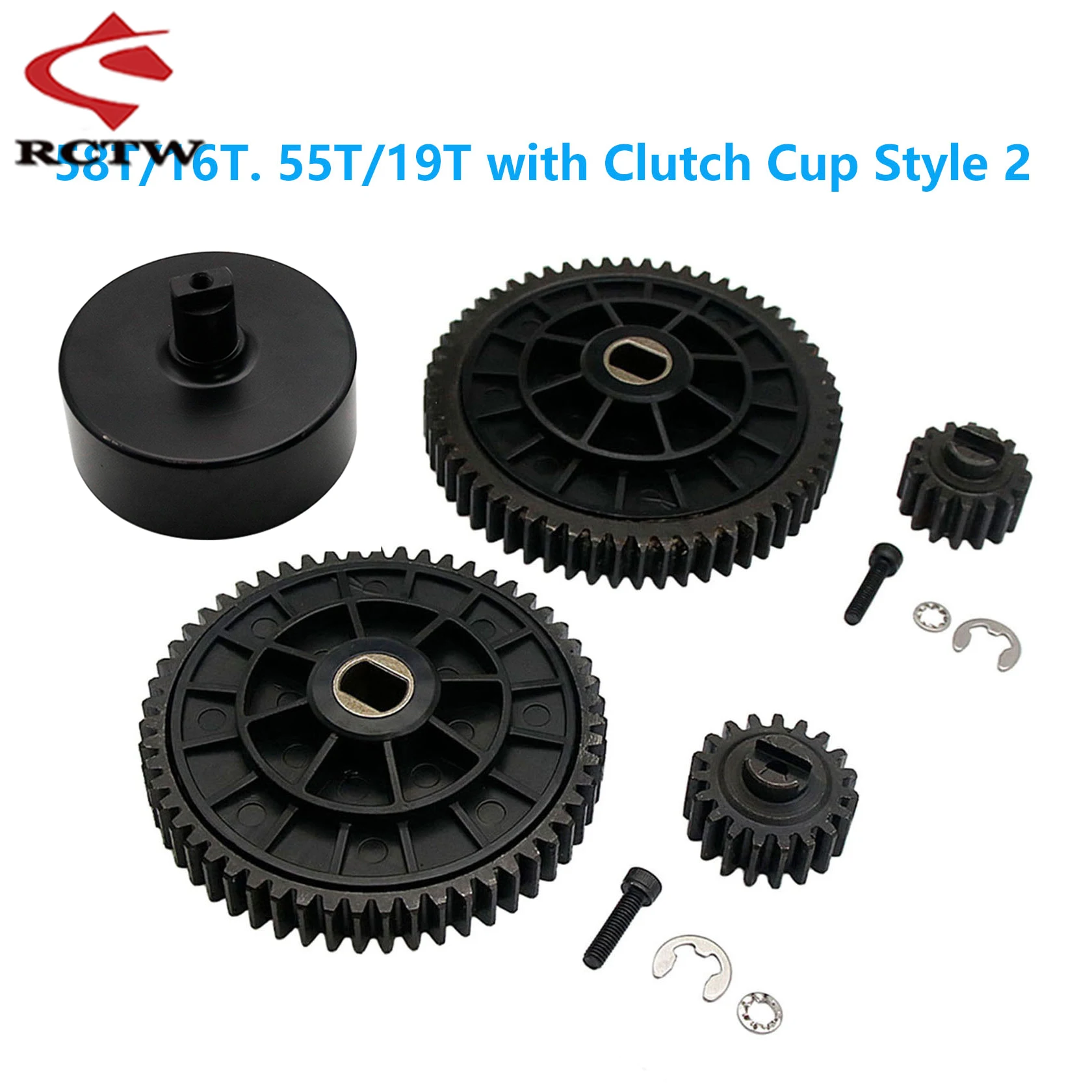 16T 58T or 17T 57T or 19T 55T Metal Gear or With Clutch Cup Kit for 1/5 HPI ROFUN ROVAN KM BAJA 5B 5T 5SC Buggy Truck Rc Parts