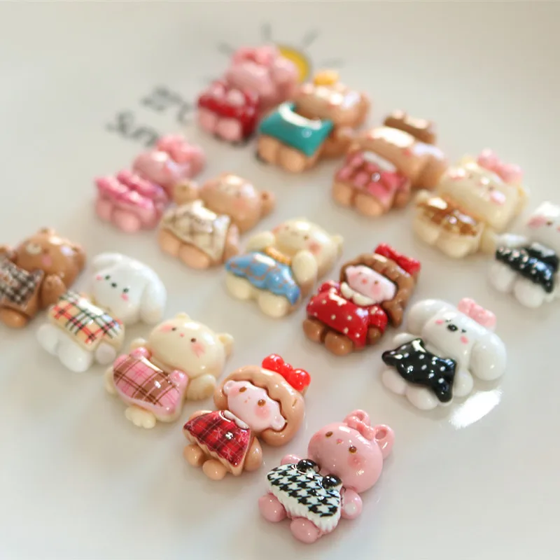 100 قطعة Kawaii الراتنج فلاتباك الكرتون الأرنب الدب DIY بها بنفسك ل جراب هاتف دبوس الشعر المفاتيح سجل القصاصات اكسسوارات مصغرة الحرفية #5