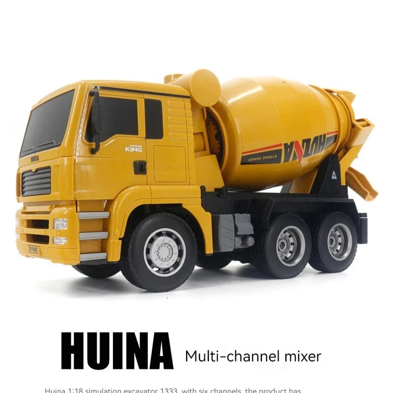 HUINA 1333 1/18 6CH Die-Cast Alloy Remote Control Mixer Engineering Car Toys Static Model Crawler Wheel Kids RC Truck Gift