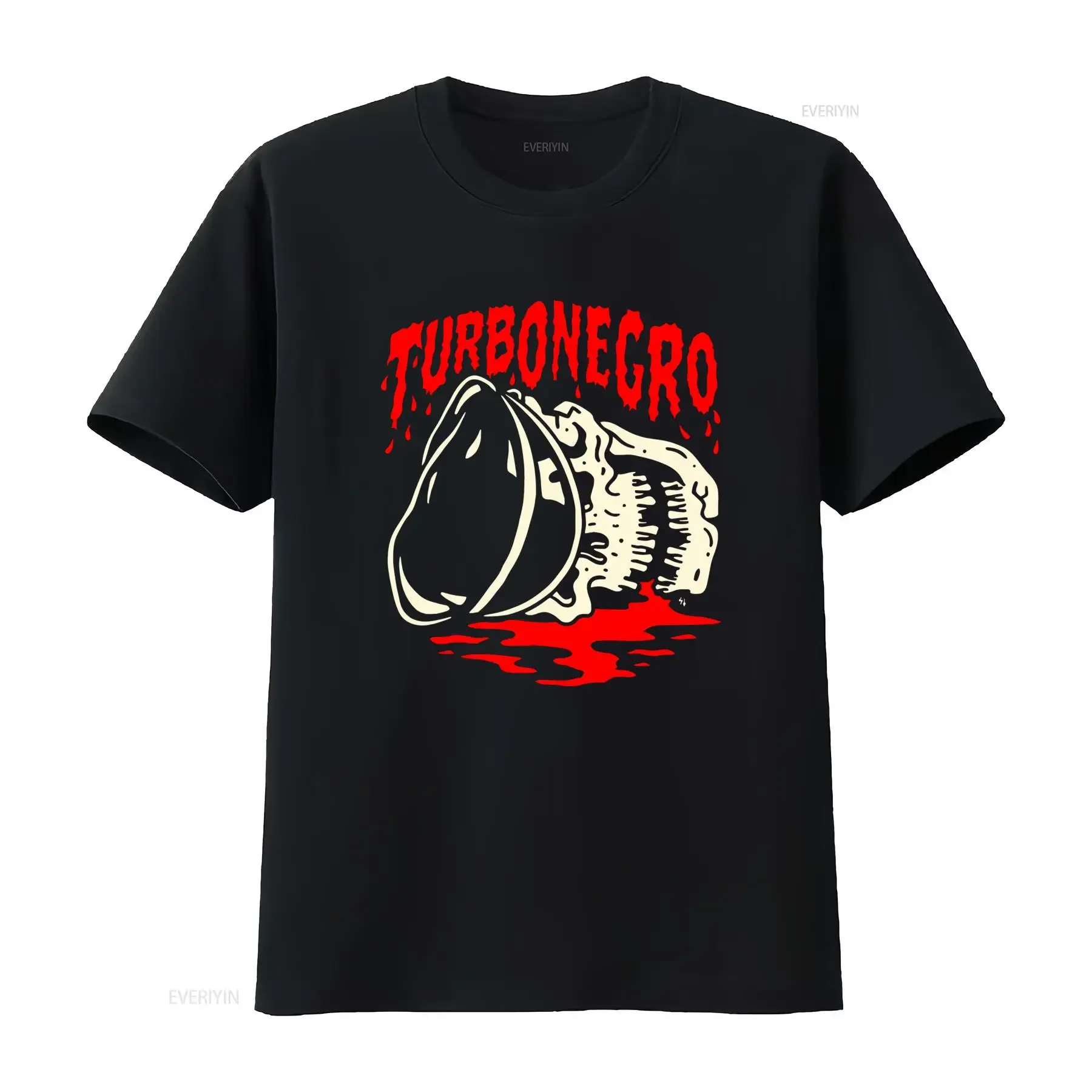 TURBONEGRO Skull Print T Shirt Rock Band Inspired Design for Men vintage Washed Stretched Casual fashion Top For Everyday Wear