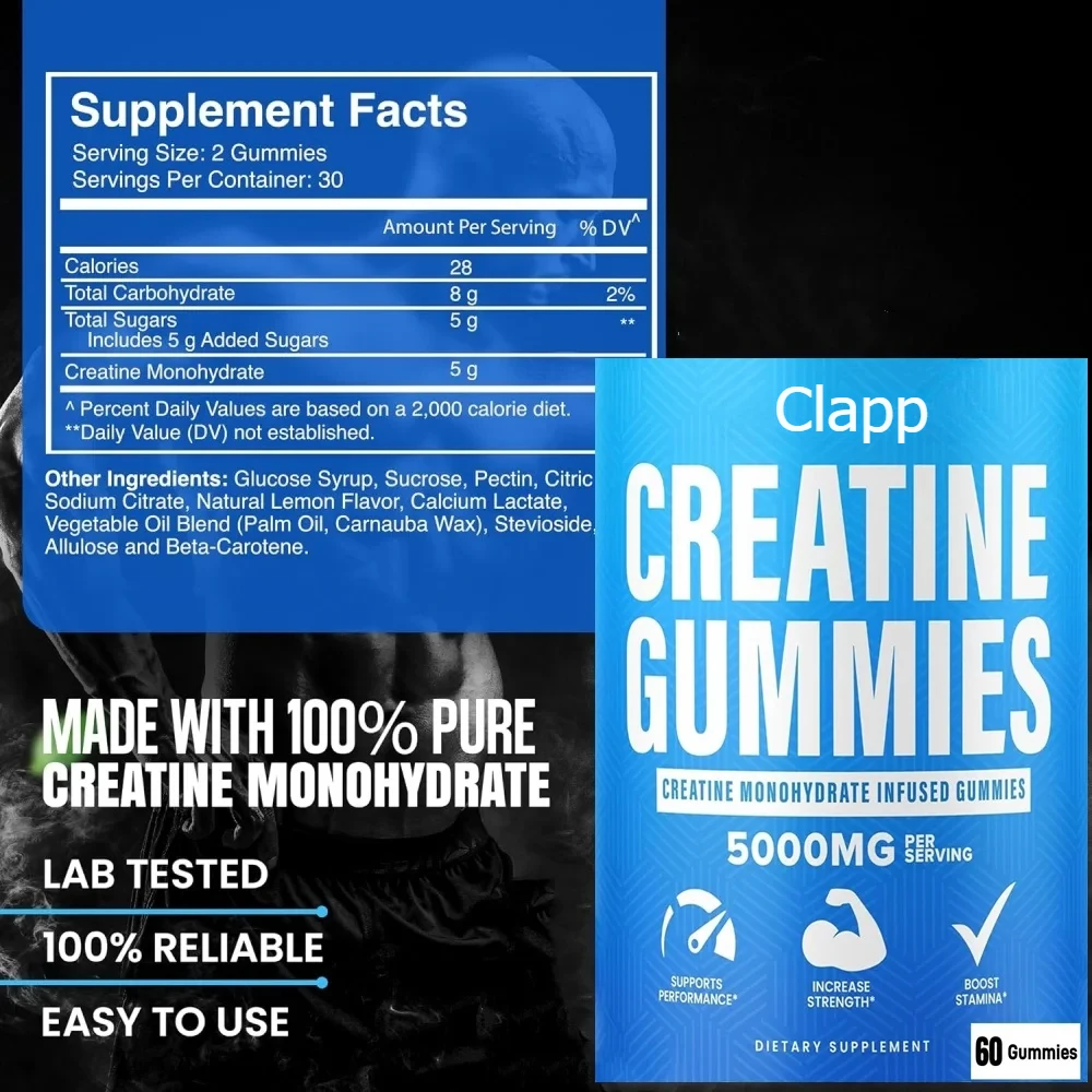 Creatine Gummies Infused with Creatine Monohydrate for Men and Women, Strength, Endurance, Muscle