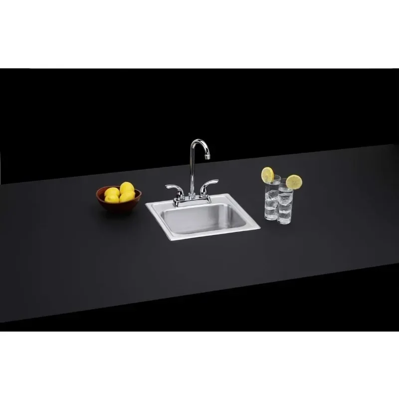 Dayton Single Bowl Drop-in Stainless Steel Bar Sink + Faucet Kit