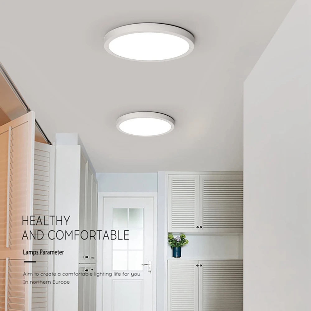 Plafonnier LED Ultra-Mince avec Télécommande, Éclairage à Intensité Réglable, Luminaire de Plafond, Idéal pour un Salon ou une Cuisine, 0.8 Pouces