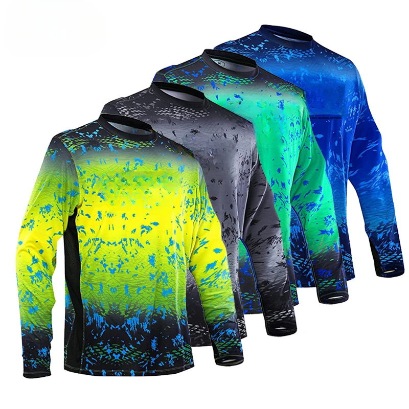 Fishing Shirts Long Sleeve Uv Protection Clothing Mens Outdoor Jersey Upf 50 Clothes Performance Breathable Fishing