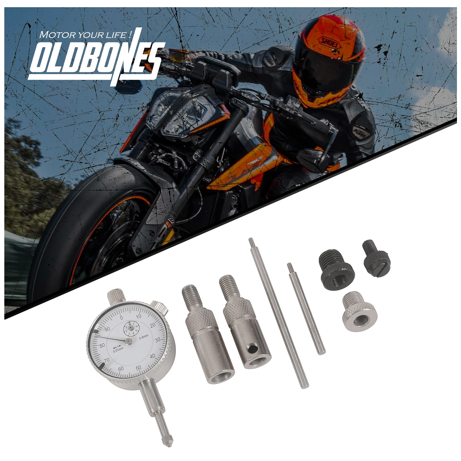 

Oldbones TDC Dial Test Indicator Ignition Gauge Adjusting For Motorcycle Motor Bikes Metric Complete set Motorbike Tool adapters